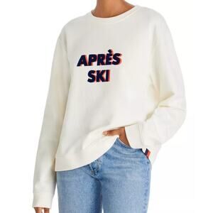 KULE The Raleigh Apres Ski Sweatshirt XS Cream Graphic Crewneck Pullover Top